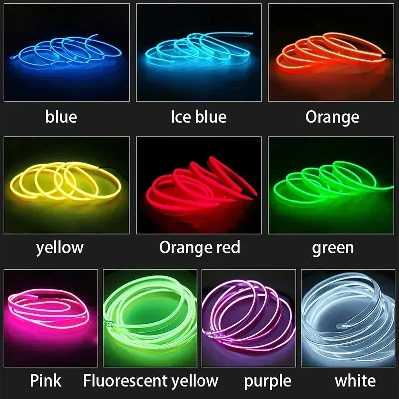 Car interior LED decorative light EL wiring Car DIY flexible ambient light USB party atmosphere diode neon light