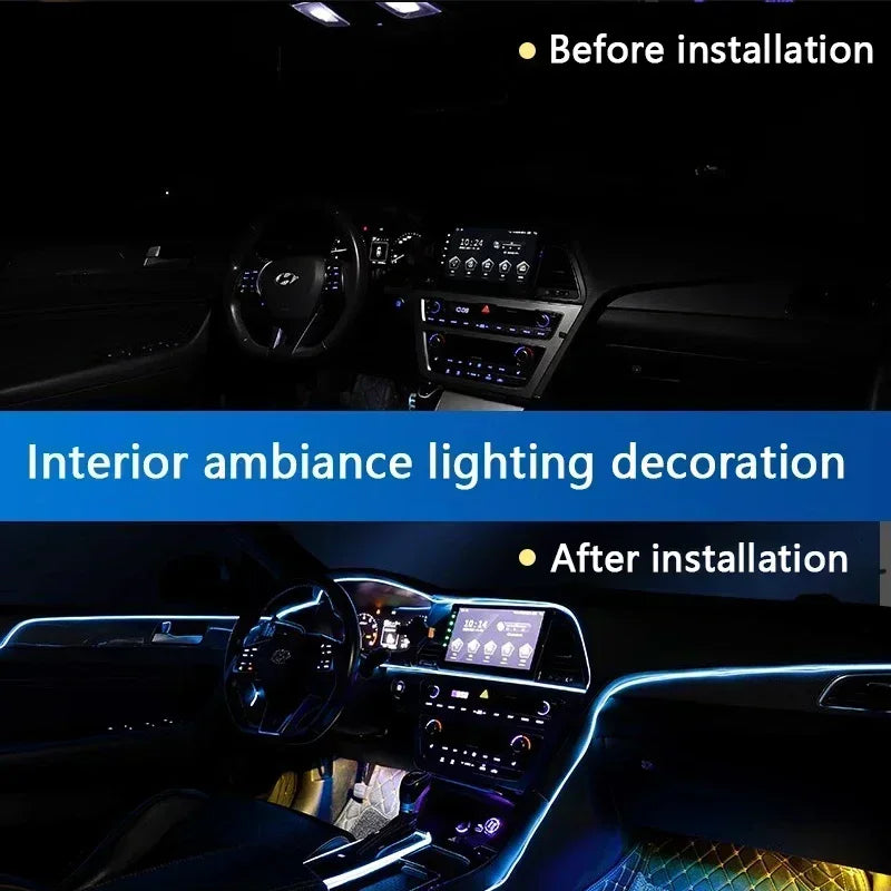 Car interior LED decorative light EL wiring Car DIY flexible ambient light USB party atmosphere diode neon light