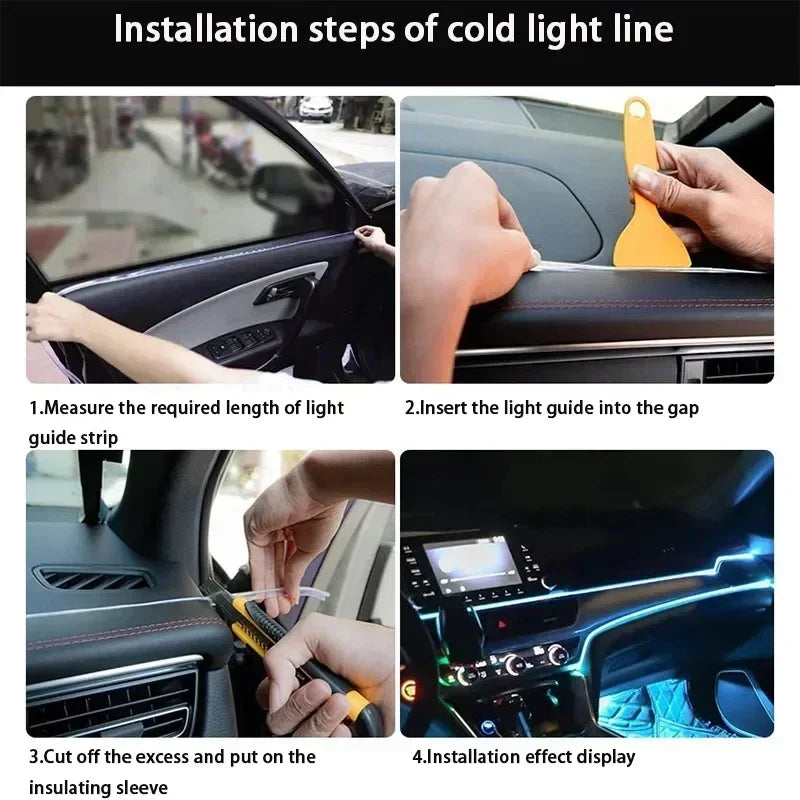 Car interior LED decorative light EL wiring Car DIY flexible ambient light USB party atmosphere diode neon light